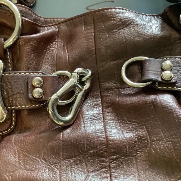 NWOT Brown Shoulder Bag Genuine Leather,Leopard Print Interior, Zipper, Makowski - Picture 7 of 13